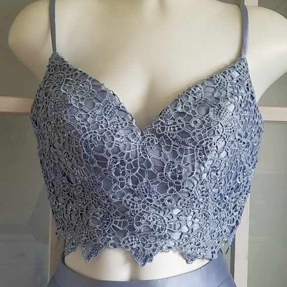 𝅺alyce Paris Formal Prom Dress Light Pale Blue 2 Piece Size 4 - Picture 5 of 16